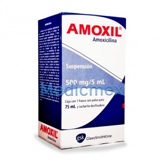 Amoxil Amoxicillin Ped susp generic 500 mg/ 5 ml 75 ml