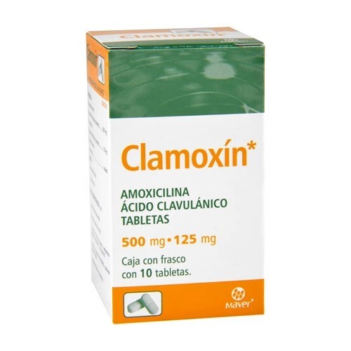 Augmentin amoxicillin & clavulanate generic 500/125 mg 10 Tabs