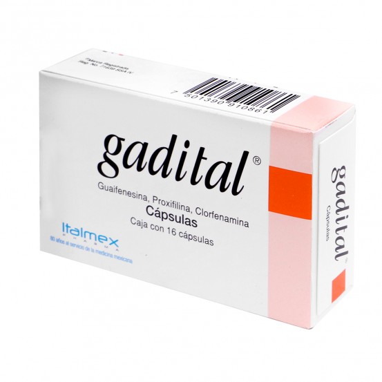Gadital Guaifenesin Proxyphylline Chlorpheniramine 16 Caps