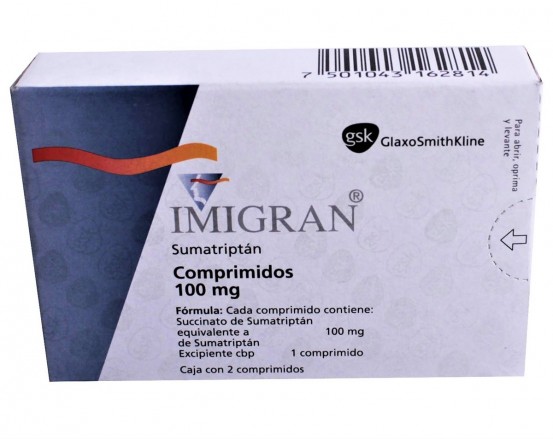 Imigran Imitrex Sumatriptan 100 mg 2 tabs