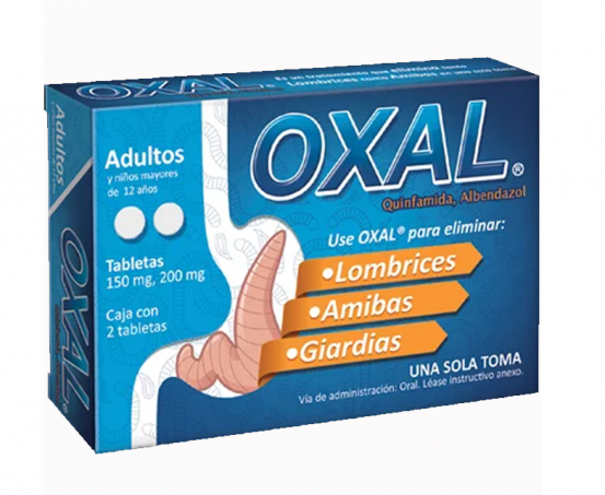Oxal Albendazole quinfamide Generic 150mg 200 mg 2 Tabs