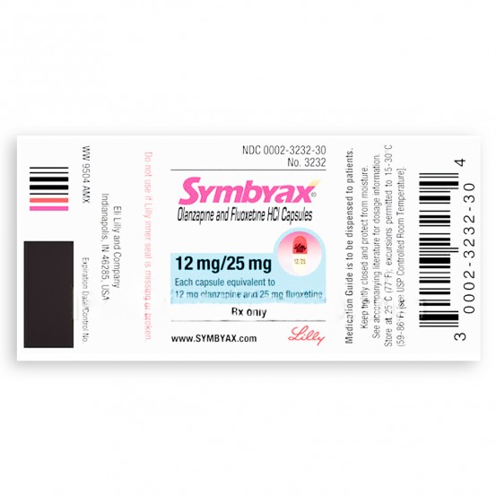 Symbyax Olanzapine Fluoxetine 12/25 mg 14 Caps