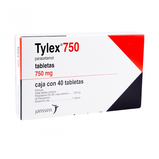 Tylex Acetaminophen 750 mg 20 Tabs