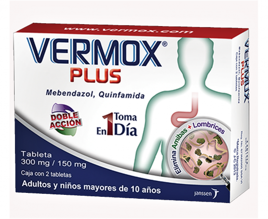 Vermox Plus Mebendazole quinfamide 300/150 mg 2 tabs